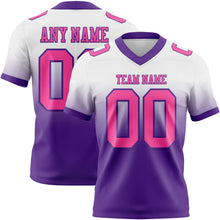 Load image into Gallery viewer, Custom White Pink-Purple Authentic Fade Fashion Football Jersey