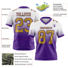 Load image into Gallery viewer, Custom White Old Gold-Purple Authentic Fade Fashion Football Jersey