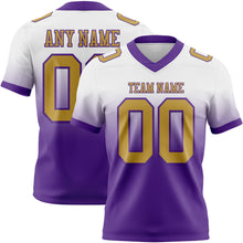 Load image into Gallery viewer, Custom White Old Gold-Purple Authentic Fade Fashion Football Jersey