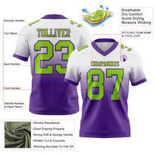 Load image into Gallery viewer, Custom White Neon Green-Purple Authentic Fade Fashion Football Jersey