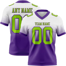 Load image into Gallery viewer, Custom White Neon Green-Purple Authentic Fade Fashion Football Jersey