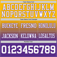 Load image into Gallery viewer, Custom Gold White-Purple Authentic Fade Fashion Football Jersey