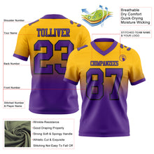 Load image into Gallery viewer, Custom Gold Purple-Black Authentic Fade Fashion Football Jersey