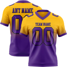 Load image into Gallery viewer, Custom Gold Purple-Black Authentic Fade Fashion Football Jersey
