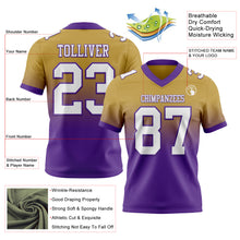 Laden Sie das Bild in den Galerie-Viewer, Custom Old Gold White-Purple Authentic Fade Fashion Football Jersey