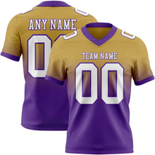 Laden Sie das Bild in den Galerie-Viewer, Custom Old Gold White-Purple Authentic Fade Fashion Football Jersey
