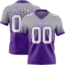 Load image into Gallery viewer, Custom Gray White-Purple Authentic Fade Fashion Football Jersey