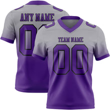 Laden Sie das Bild in den Galerie-Viewer, Custom Gray Purple-Black Authentic Fade Fashion Football Jersey