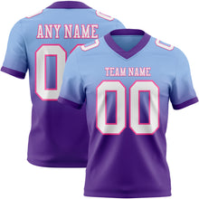 Load image into Gallery viewer, Custom Light Blue White Purple-Pink Authentic Fade Fashion Football Jersey