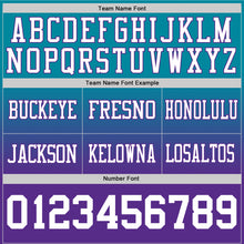 Load image into Gallery viewer, Custom Teal White-Purple Authentic Fade Fashion Football Jersey