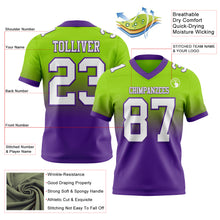 Laden Sie das Bild in den Galerie-Viewer, Custom Neon Green White-Purple Authentic Fade Fashion Football Jersey