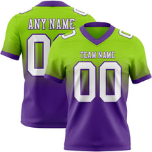 Laden Sie das Bild in den Galerie-Viewer, Custom Neon Green White-Purple Authentic Fade Fashion Football Jersey
