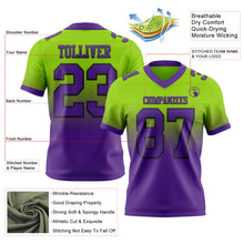 Laden Sie das Bild in den Galerie-Viewer, Custom Neon Green Purple-Black Authentic Fade Fashion Football Jersey