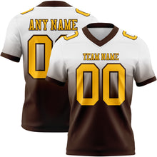 Load image into Gallery viewer, Custom White Gold-Brown Authentic Fade Fashion Football Jersey