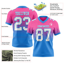 Load image into Gallery viewer, Custom Pink White-Powder Blue Authentic Fade Fashion Football Jersey