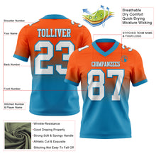 Load image into Gallery viewer, Custom Orange White-Panther Blue Authentic Fade Fashion Football Jersey