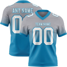 Load image into Gallery viewer, Custom Gray White-Panther Blue Authentic Fade Fashion Football Jersey