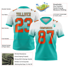 Load image into Gallery viewer, Custom White Orange-Aqua Authentic Fade Fashion Football Jersey