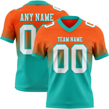 Load image into Gallery viewer, Custom Orange White-Aqua Authentic Fade Fashion Football Jersey
