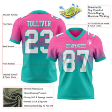 Загрузить изображение в средство просмотра галереи, Custom Pink White-Aqua Authentic Fade Fashion Football Jersey