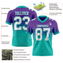 Загрузить изображение в средство просмотра галереи, Custom Purple White-Aqua Authentic Fade Fashion Football Jersey