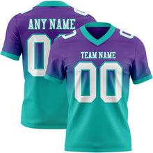 Загрузить изображение в средство просмотра галереи, Custom Purple White-Aqua Authentic Fade Fashion Football Jersey