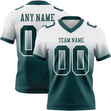 Load image into Gallery viewer, Custom White Midnight Green Authentic Fade Fashion Football Jersey