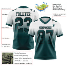 Load image into Gallery viewer, Custom White Midnight Green-Black Authentic Fade Fashion Football Jersey