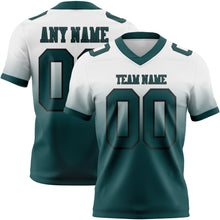 Load image into Gallery viewer, Custom White Midnight Green-Black Authentic Fade Fashion Football Jersey