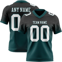 Laden Sie das Bild in den Galerie-Viewer, Custom Black White-Midnight Green Authentic Fade Fashion Football Jersey
