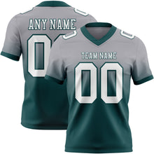 Загрузить изображение в средство просмотра галереи, Custom Gray White-Midnight Green Authentic Fade Fashion Football Jersey