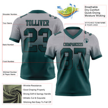 Load image into Gallery viewer, Custom Gray Midnight Green-Black Authentic Fade Fashion Football Jersey