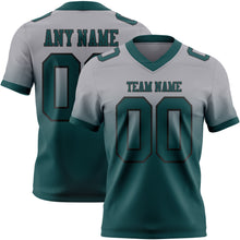 Load image into Gallery viewer, Custom Gray Midnight Green-Black Authentic Fade Fashion Football Jersey