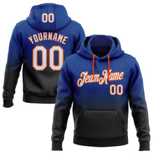 Load image into Gallery viewer, Custom Stitched Royal White Black-Orange Fade Fashion Sports Pullover Sweatshirt Hoodie