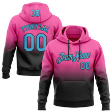 Load image into Gallery viewer, Custom Stitched Pink Sky Blue-Black Fade Fashion Sports Pullover Sweatshirt Hoodie