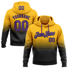 Load image into Gallery viewer, Custom Stitched Gold Purple-Black Fade Fashion Sports Pullover Sweatshirt Hoodie