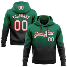 Load image into Gallery viewer, Custom Stitched Kelly Green White Black-Red Fade Fashion Sports Pullover Sweatshirt Hoodie