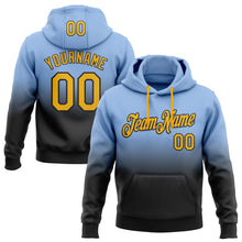 Load image into Gallery viewer, Custom Stitched Light Blue Gold-Black Fade Fashion Sports Pullover Sweatshirt Hoodie