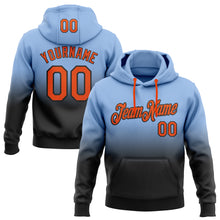 Load image into Gallery viewer, Custom Stitched Light Blue Orange-Black Fade Fashion Sports Pullover Sweatshirt Hoodie