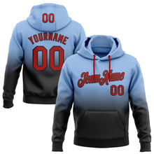 Load image into Gallery viewer, Custom Stitched Light Blue Red-Black Fade Fashion Sports Pullover Sweatshirt Hoodie