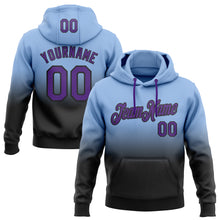 Load image into Gallery viewer, Custom Stitched Light Blue Purple-Black Fade Fashion Sports Pullover Sweatshirt Hoodie