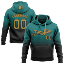 Load image into Gallery viewer, Custom Stitched Teal Old Gold-Black Fade Fashion Sports Pullover Sweatshirt Hoodie