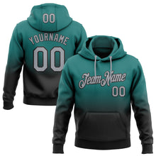Load image into Gallery viewer, Custom Stitched Teal Gray-Black Fade Fashion Sports Pullover Sweatshirt Hoodie