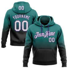 Load image into Gallery viewer, Custom Stitched Teal White Black-Purple Fade Fashion Sports Pullover Sweatshirt Hoodie