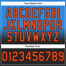 Load image into Gallery viewer, Custom Stitched Powder Blue Orange-Black Fade Fashion Sports Pullover Sweatshirt Hoodie