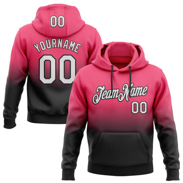 Custom Stitched Neon Pink White-Black Fade Fashion Sports Pullover Sweatshirt Hoodie