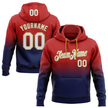 Charger l'image dans la galerie, Custom Stitched Red White Navy-Old Gold Fade Fashion Sports Pullover Sweatshirt Hoodie
