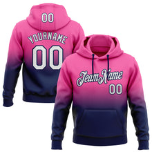 Load image into Gallery viewer, Custom Stitched Pink White-Navy Fade Fashion Sports Pullover Sweatshirt Hoodie