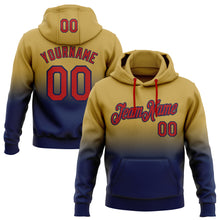 Laden Sie das Bild in den Galerie-Viewer, Custom Stitched Old Gold Red-Navy Fade Fashion Sports Pullover Sweatshirt Hoodie