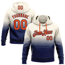 Laden Sie das Bild in den Galerie-Viewer, Custom Stitched Cream Orange-Navy Fade Fashion Sports Pullover Sweatshirt Hoodie